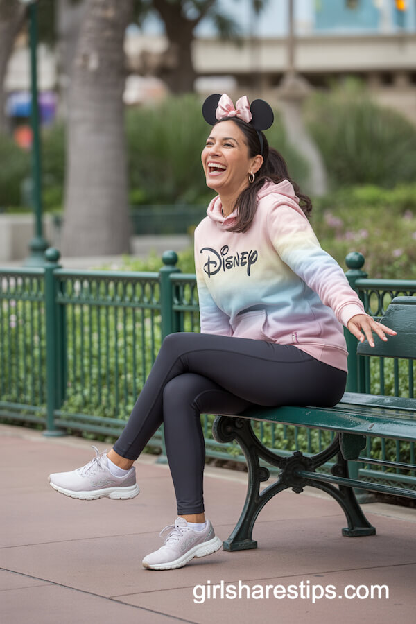 Pastel Disney Hoodie Black Leggings