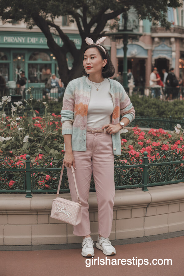 Pastel Cardigan with Soft Pink Pants