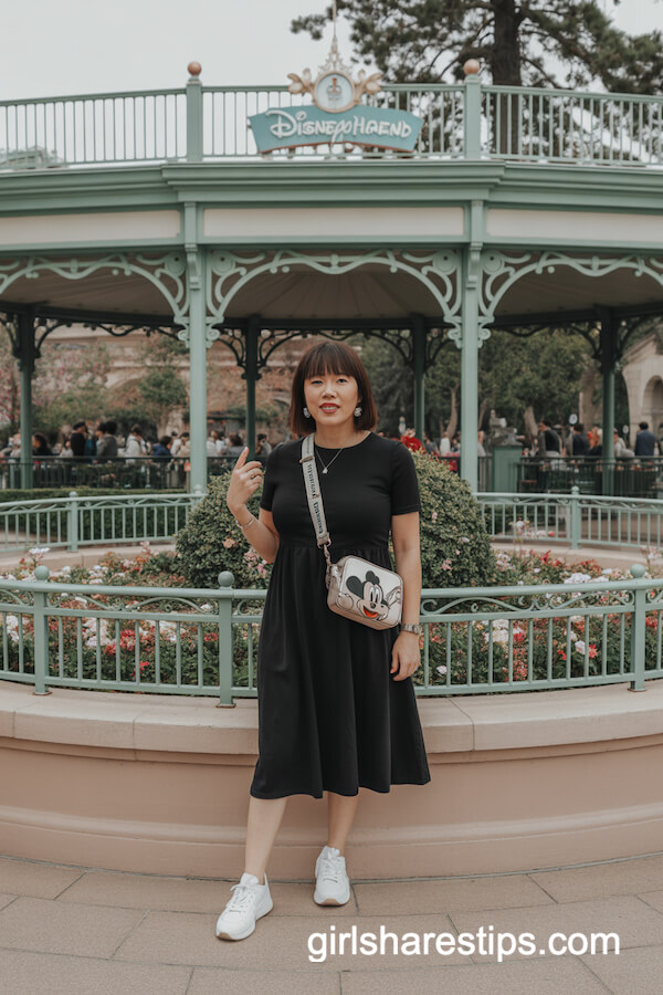 Simple Black Midi Dress with White Sneakers