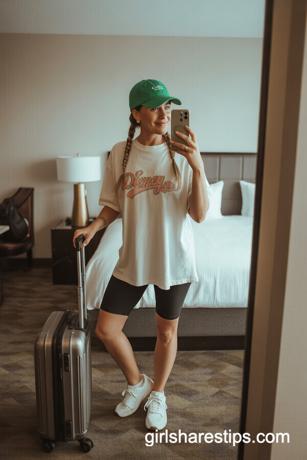Green Baseball Cap and Bike Shorts
