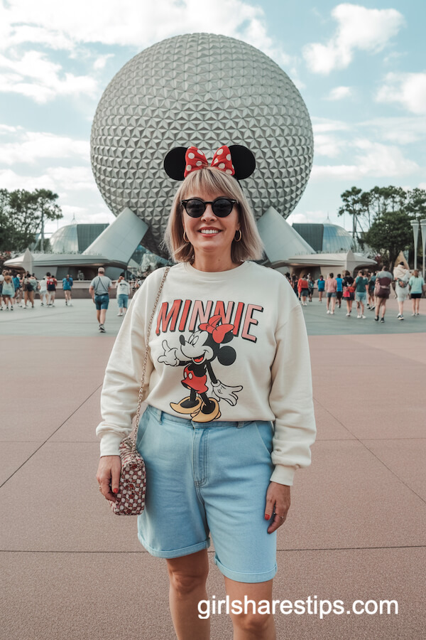 Cream Graphic Sweatshirt Chambray Shorts