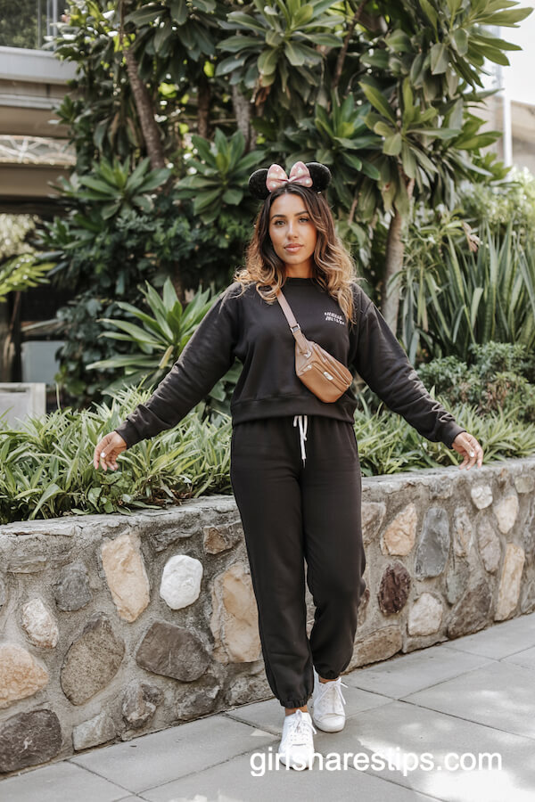 Black Sweatshirt Set with Sparkly Ears
