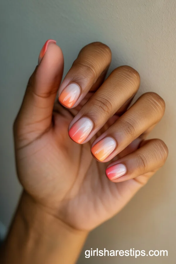 European Sunset Gradient Square Nails