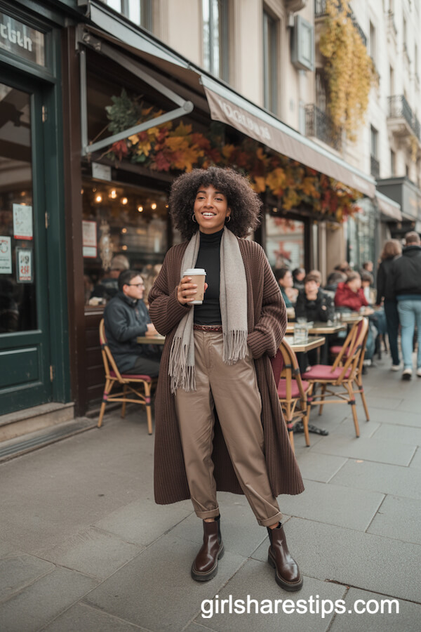 Caf&eacute; Long Cardigan Scarf