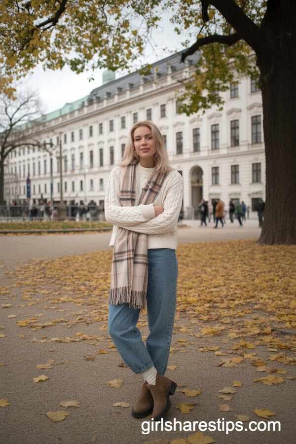 Vienna Cable Knit & Boyfriend Jeans