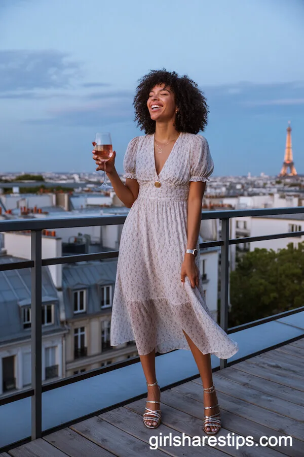 Flowy Floral Midi Dress with Strappy Sandals