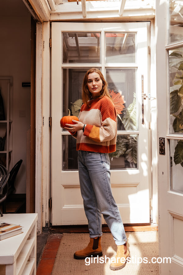 Colorblock Sweater & Straight-Leg Jeans