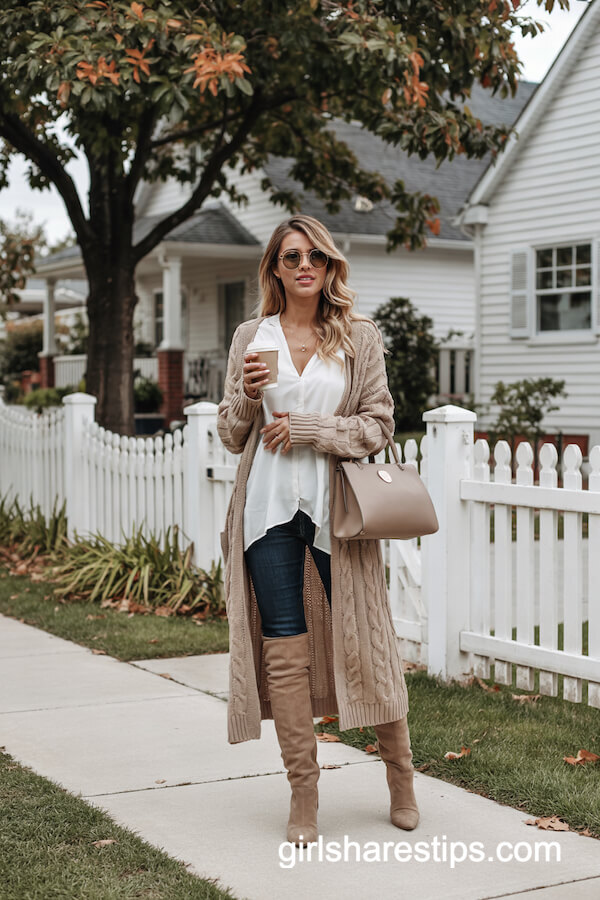 Chunky Knit Cardigan & Skinny Jeans Combo