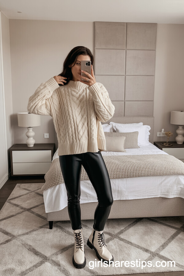 Cable-Knit Sweater & Leggings Look