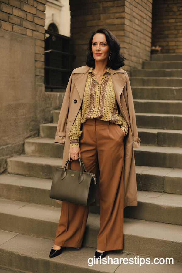 Vintage Printed Blouse & Trousers
