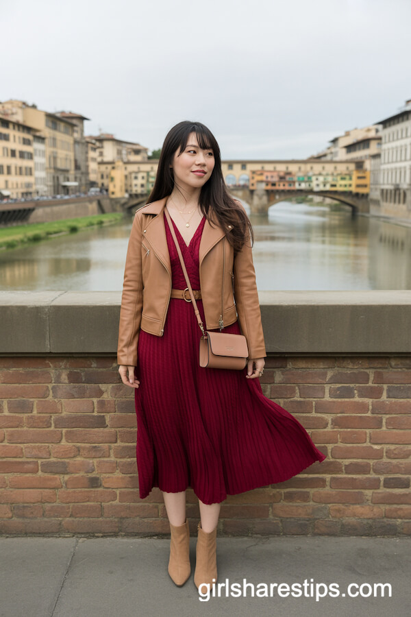 Flowing Red Midi Dress with Jacket