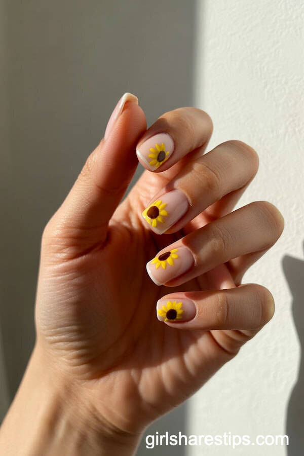 Sicilian Sunflower Square Nails