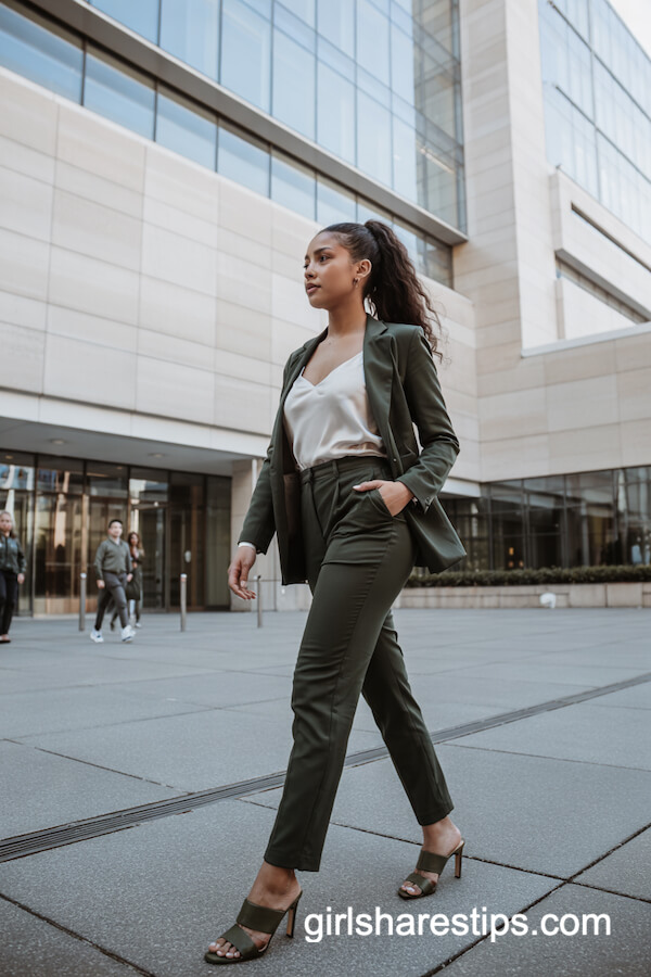 Dark Green Pantsuit & Camisole