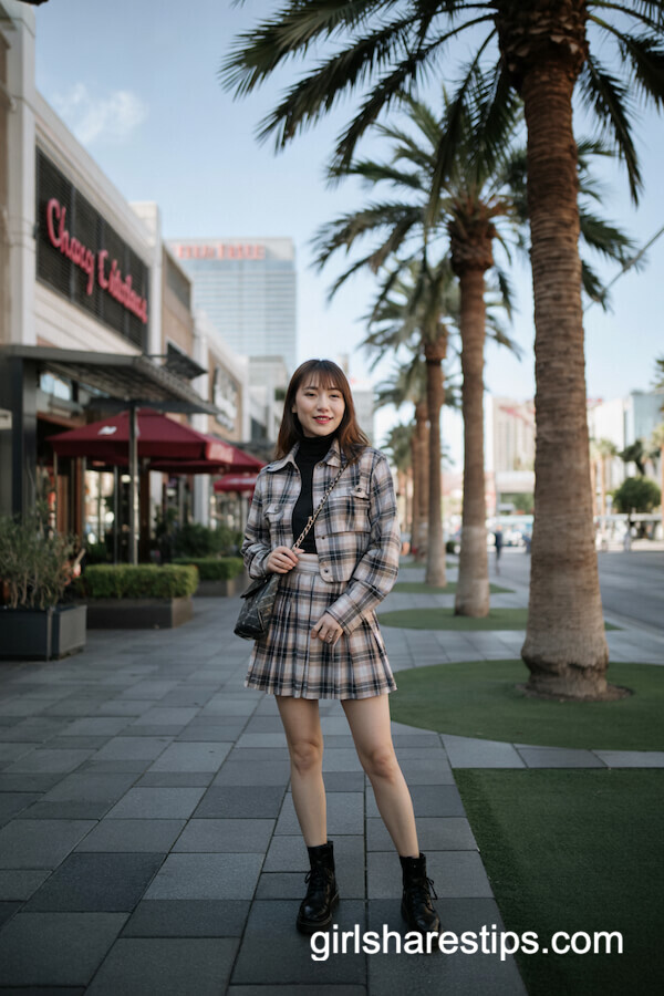 Plaid Mini Skirt & Black Turtleneck