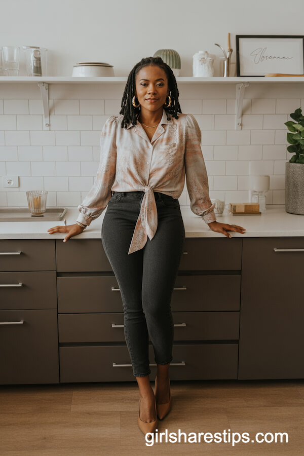 Patterned Blouse with Skinny Jeans