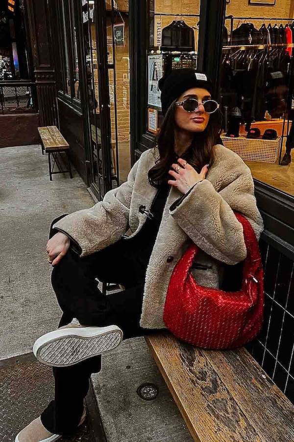 Shearling Jacket and Beanie