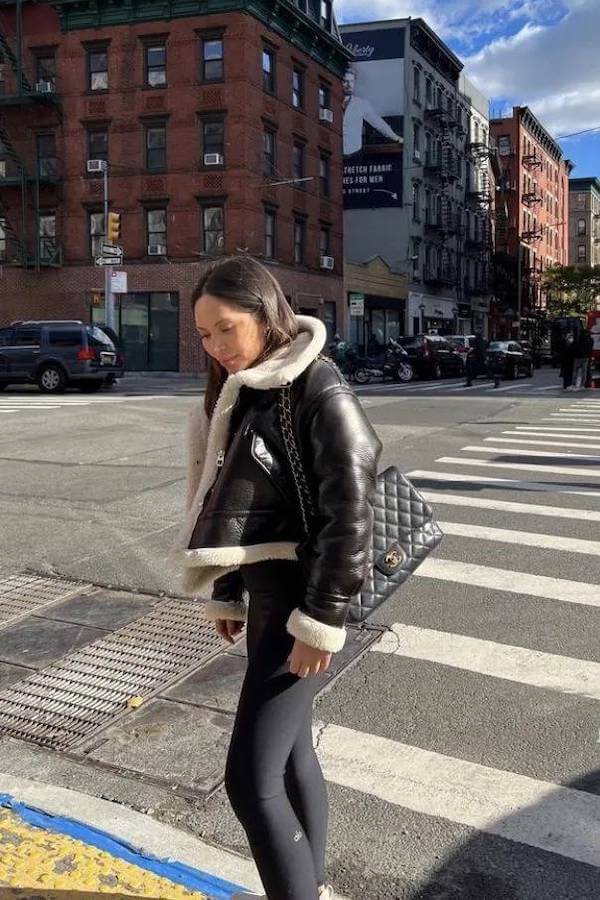 Shearling Aviator Jacket with Leggings