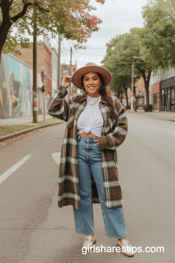 Plaid Shacket and Wide-Leg Jeans