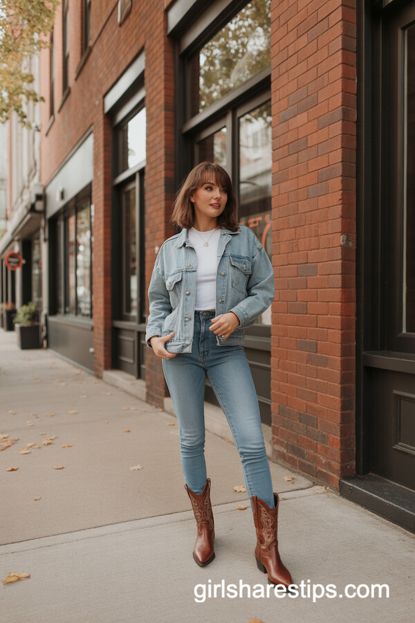 Classic Denim Jacket Cowboy Boots
