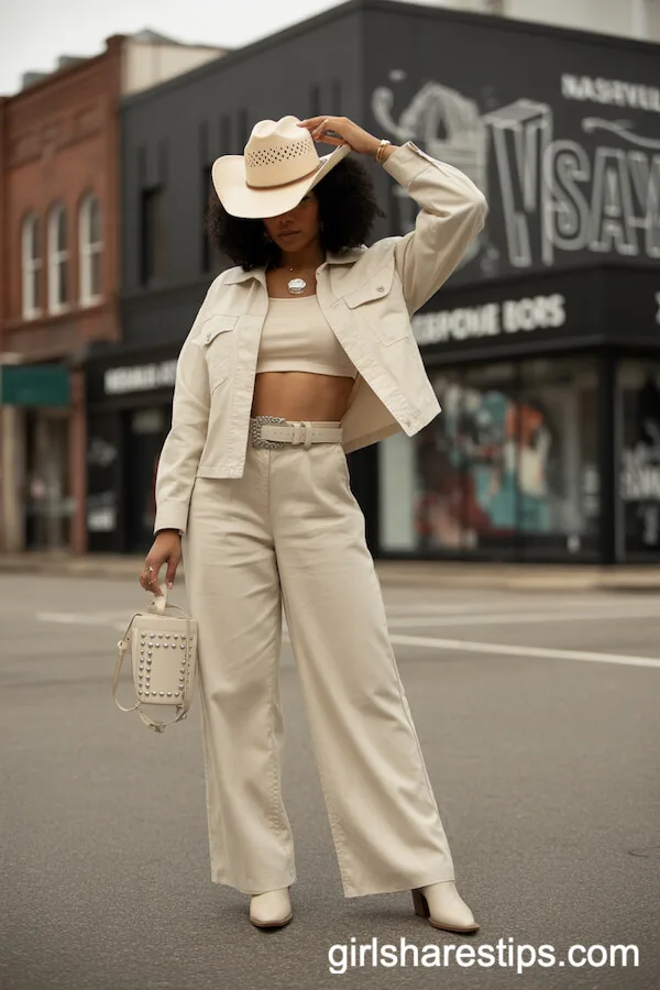 Cream Monochrome Set with Cowboy Booties