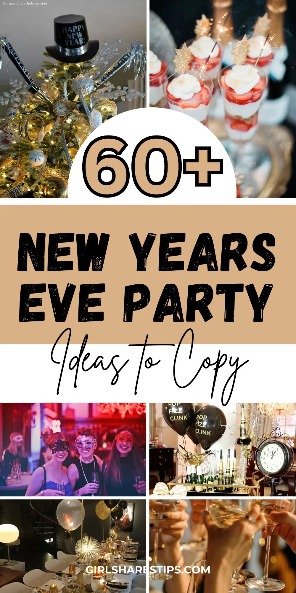 New Years Eve party ideas collage