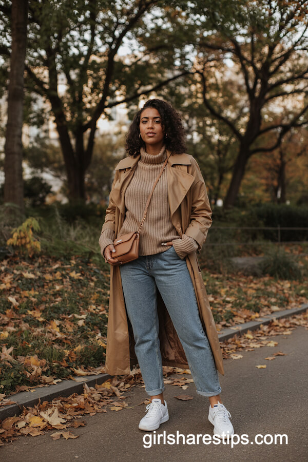 Chunky Sweater and Trench Coat with Jeans