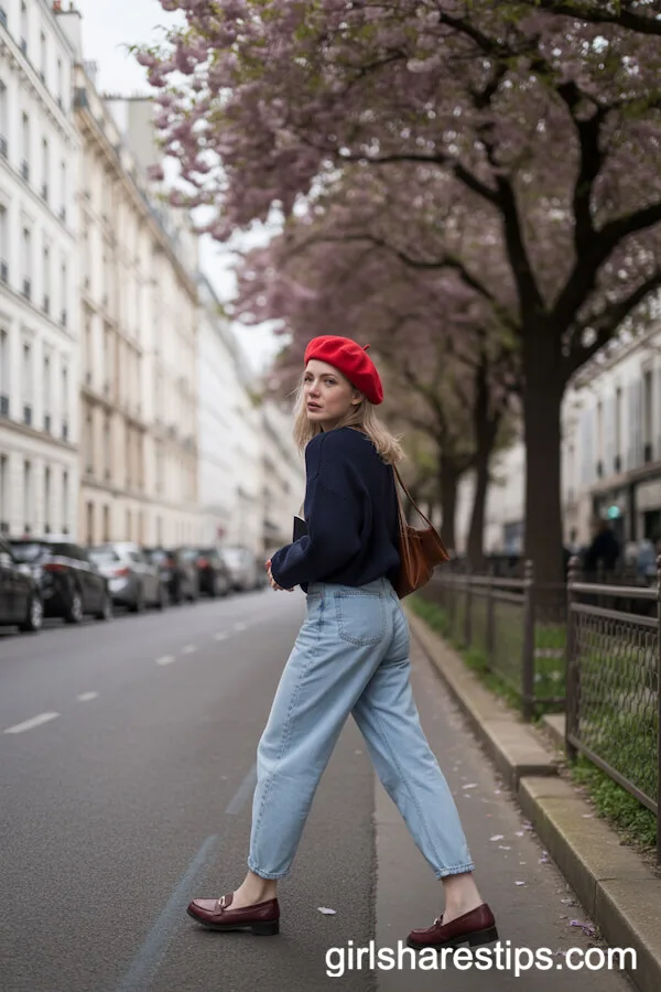 Parisian Beret and Navy Knit&mdash;Classic Spring Street Style