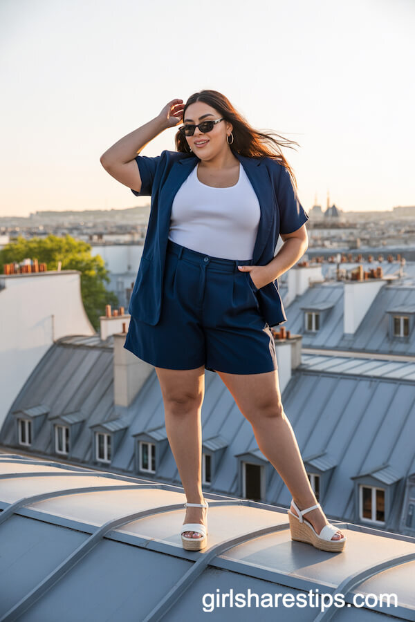 High-Waisted Shorts and Matching Blazer Set