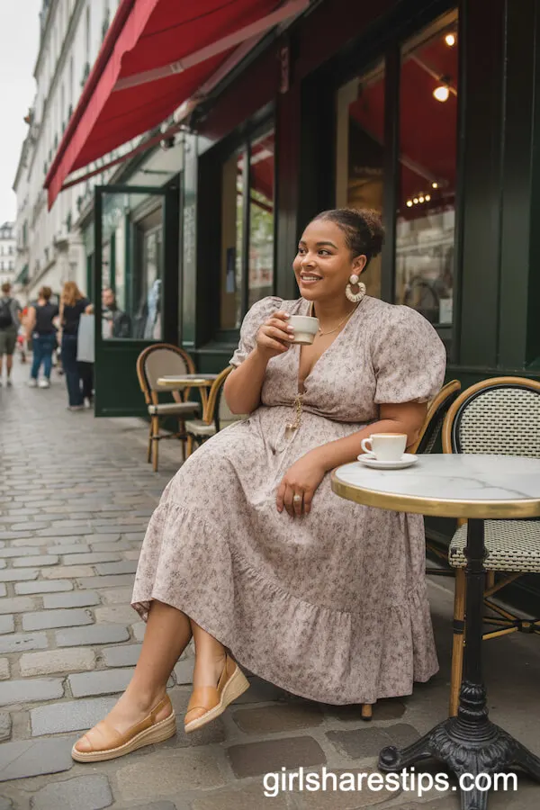 Flowy Floral Midi Dress with Puff Sleeves