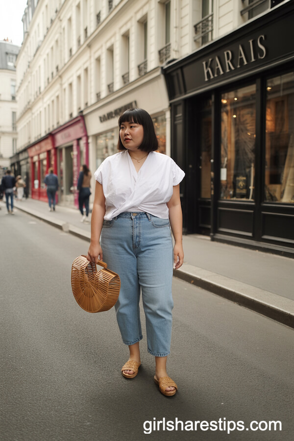 White Blouse and Cropped Vintage Jeans
