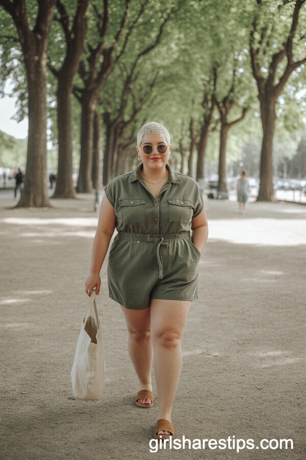 Olive Utility Romper Oversized Sunglasses