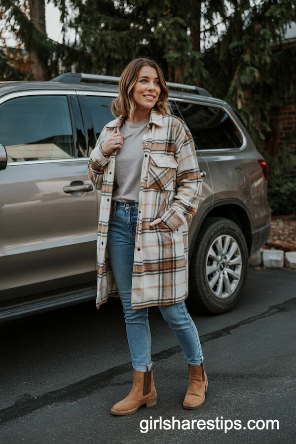 Plaid Shacket and Skinny Jeans
