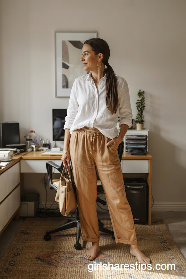 Button-Down Shirt with Linen Pants