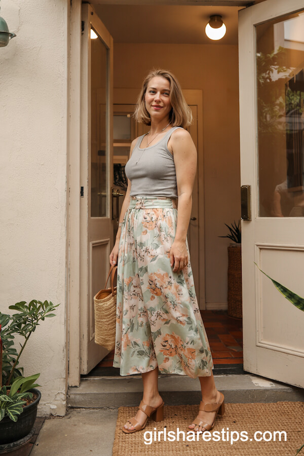 Floral Midi Skirt and Tank Top