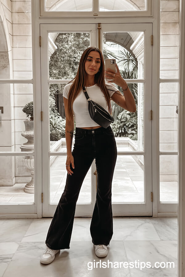 Fitted Tee and Flared Pants