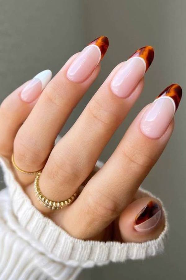 Tortoiseshell French Tip Nails