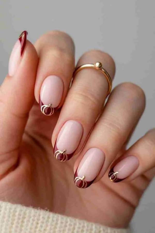 Pumpkin French Tip Nail Art