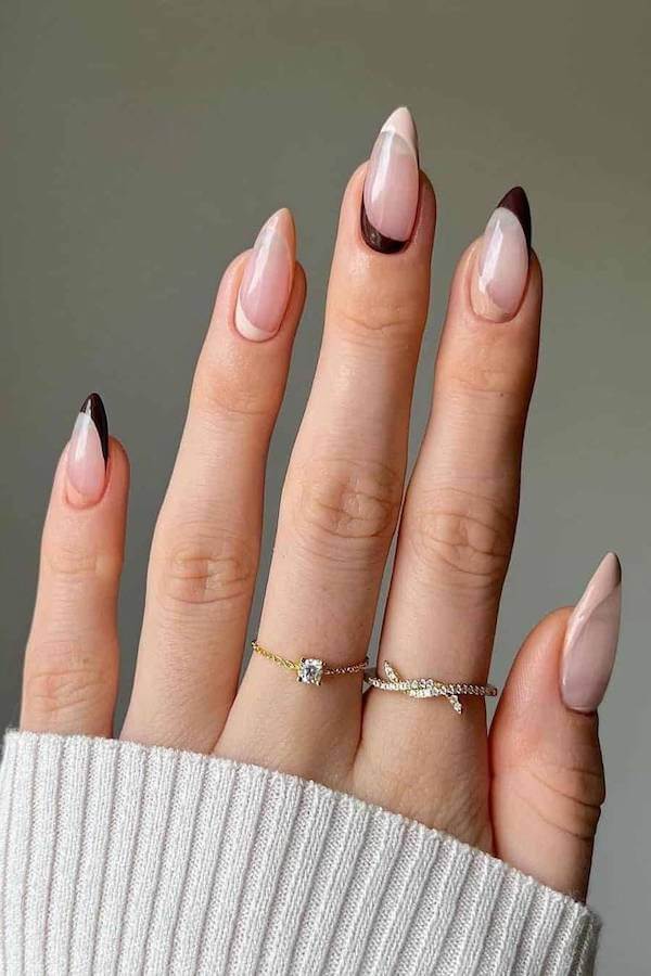 Chocolate Brown French Tips