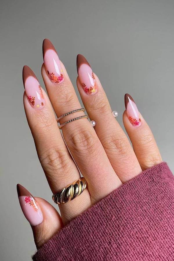 Autumn Leaves French Tip Nails
