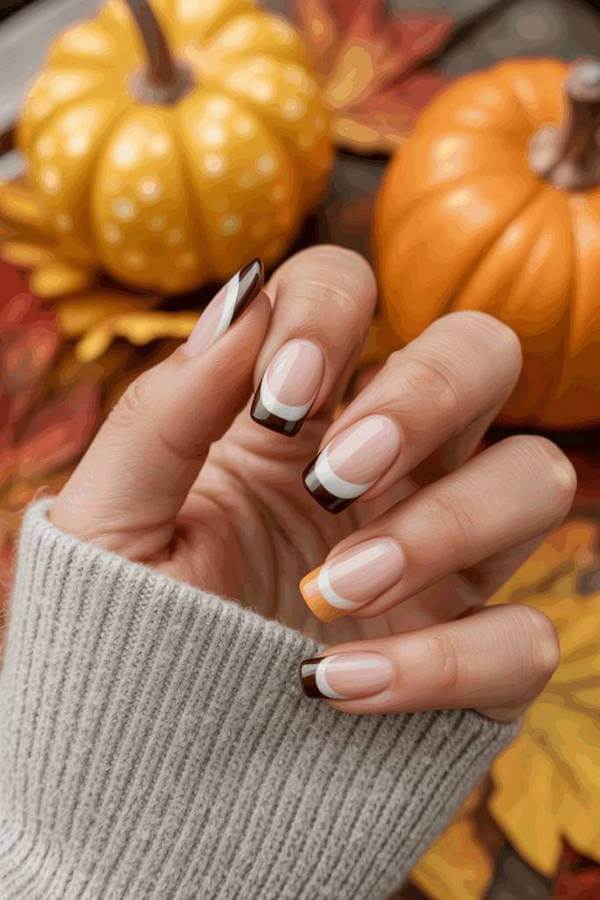 Multi-Color French Tip Nails