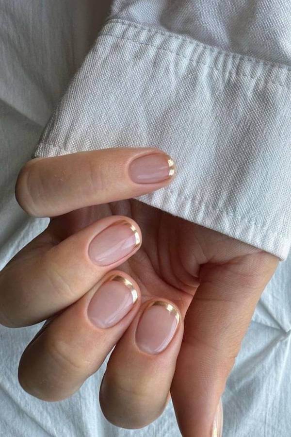Gold Accent French Tip Nails