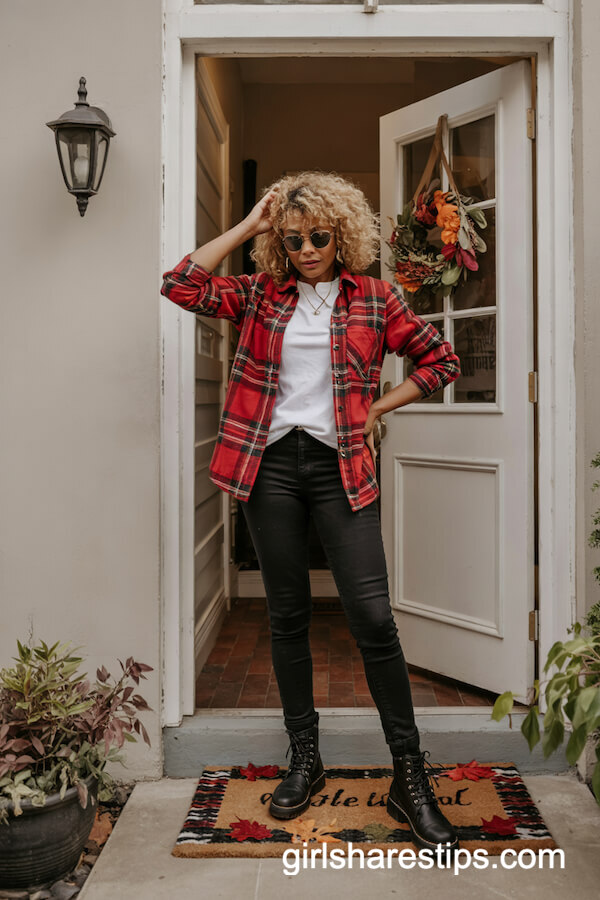 Plaid Flannel Shirt and Combat Boots