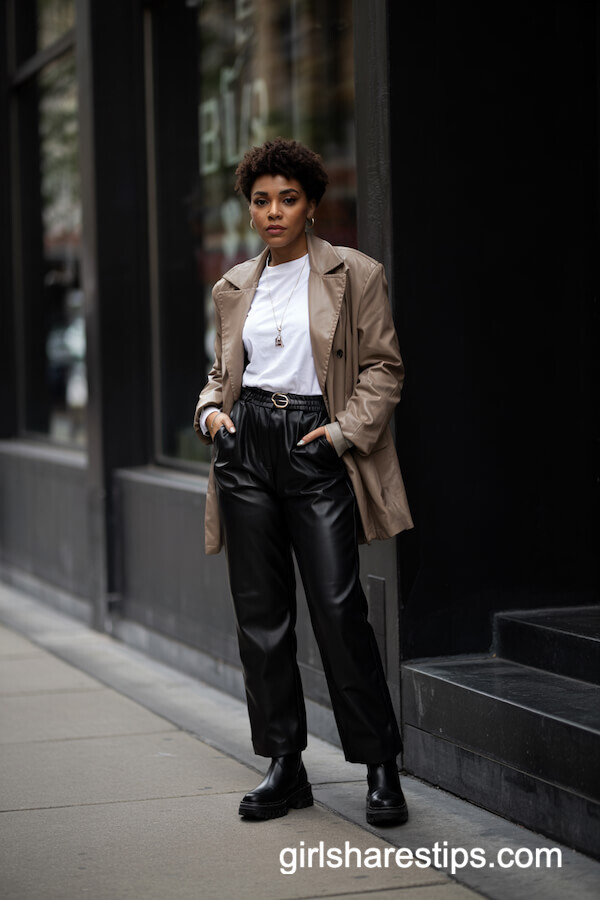 Faux Leather Pants and Oversized Blazer