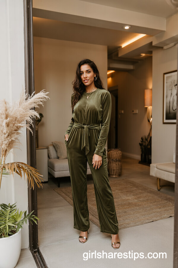 Green Velvet Jumpsuit