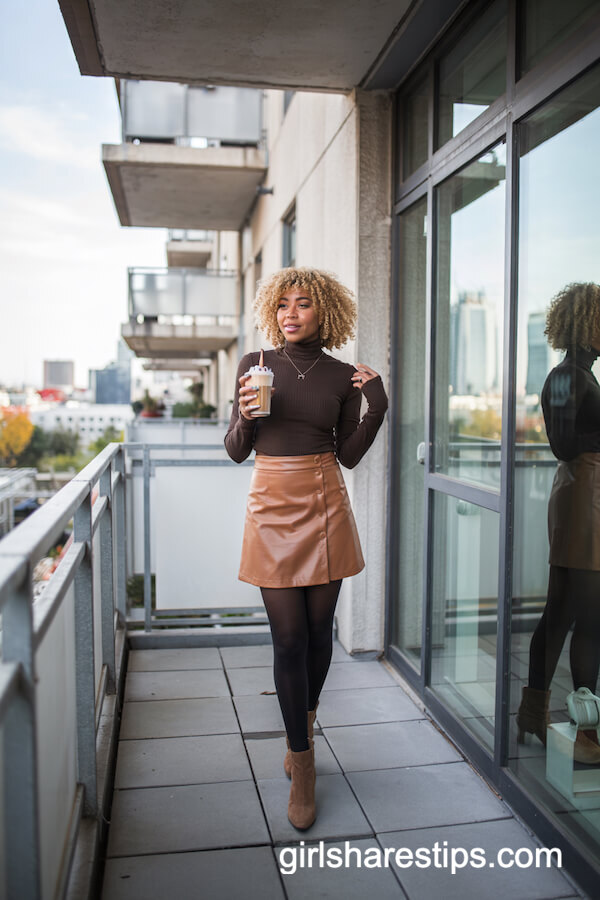 Turtleneck and Mini Skirt with Tights