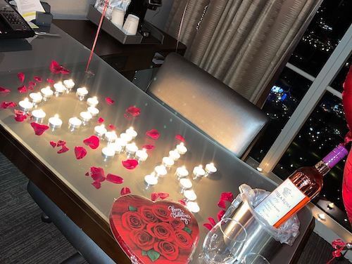 romantic room decoration with candles
