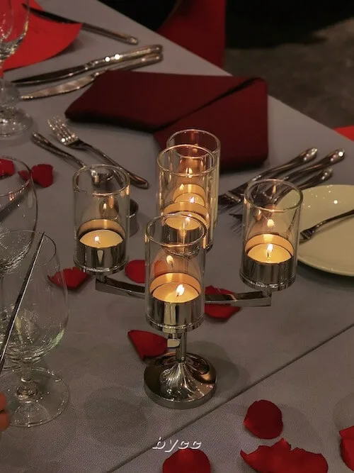 romantic dinner table setting for Valentines Day