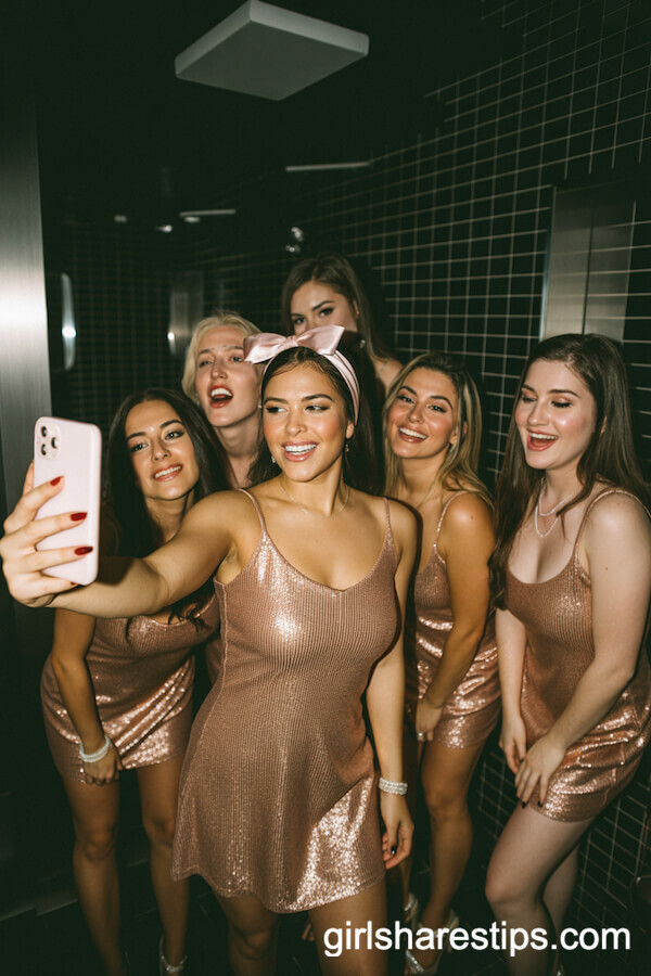 Rose Gold Glitter Mini Dress with Bow Headband