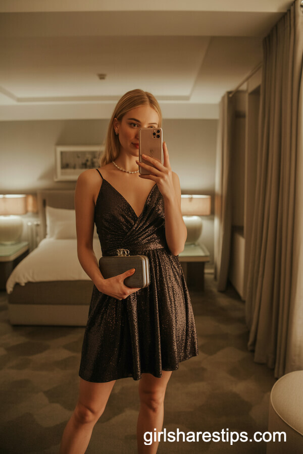 Sparkly Cocktail Dress with Clutch