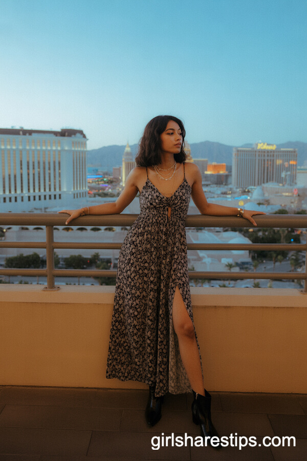 Flowy Patterned Maxi Dress with Thigh-High Slit